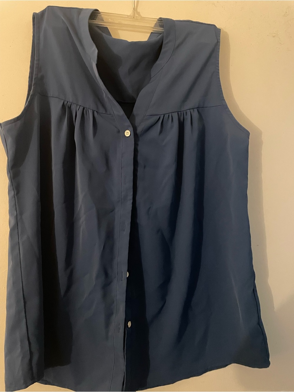 Sleeveless Navy Button-Front Women's Top
